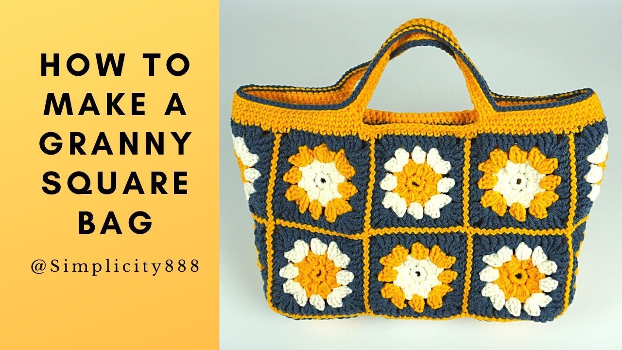 How to crochet a granny squares handbag (my second design)