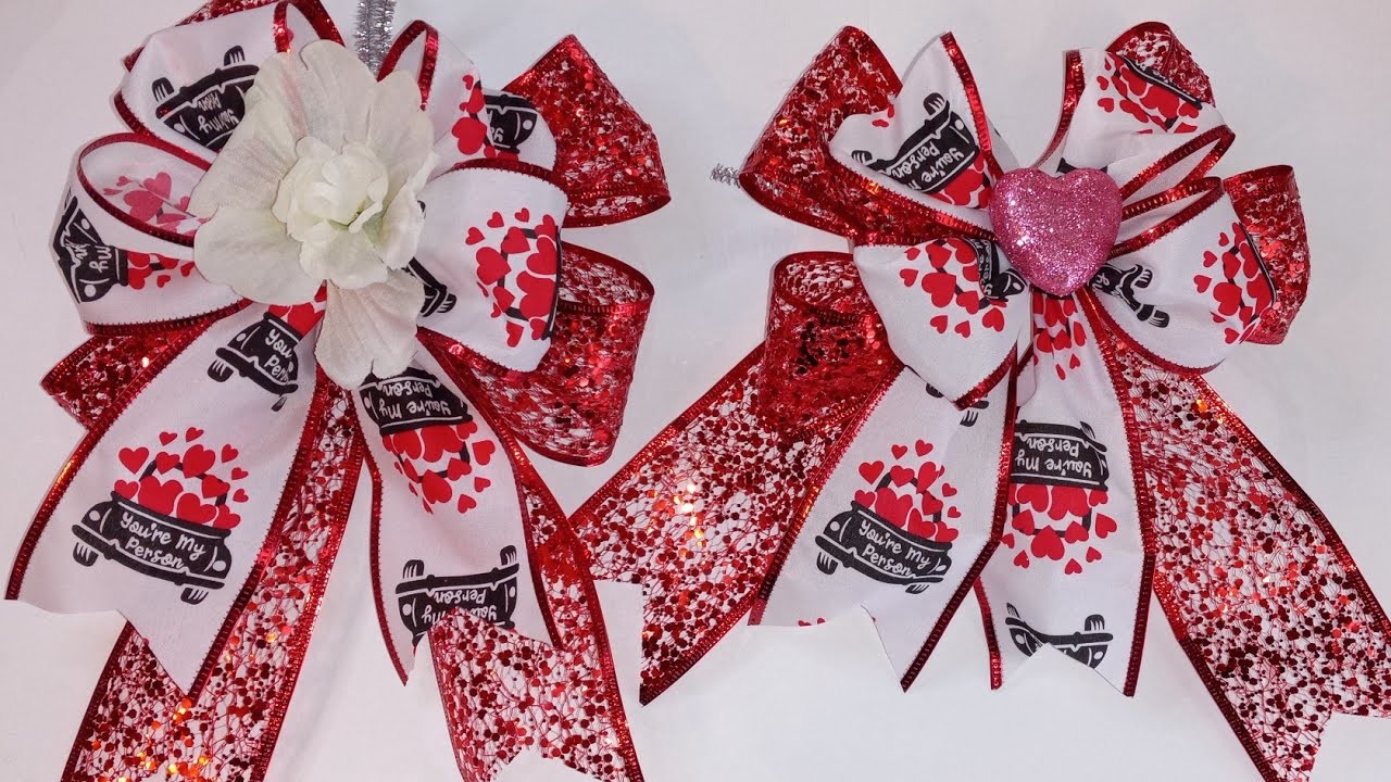 How To Make A Valentines Bow using Dollartree Ribbons | Easy DIY Bow Tutorial