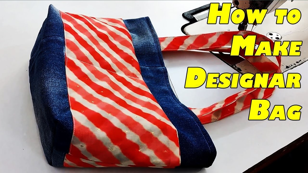 How to Make Designer Bag from Old jeans cutting and stitching