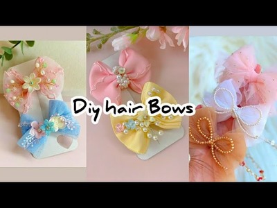 How to make hair clips Hair Bows.korean Hair clips at home. DIY Pearl Hair accessories making#bts