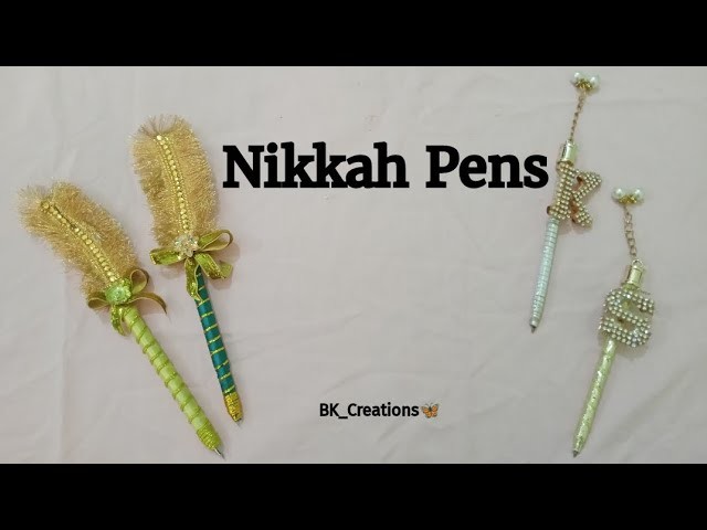 How To Make Nikkah Pen At Home | Pen Decoration | Signature Pen | DIY Nikkah Pen @bkcreations6943