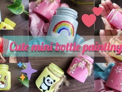 ✨How to paint on mini glass bottles. mini bottle paintings. diy decor ????@CrafterAditi