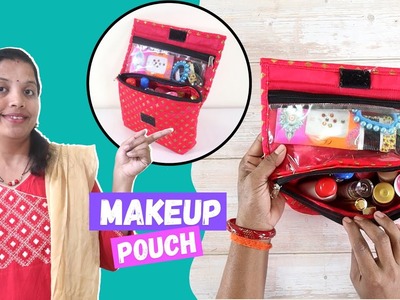 Makeup Storage Pouch Making from Waste Clothes l Sonali's Creations