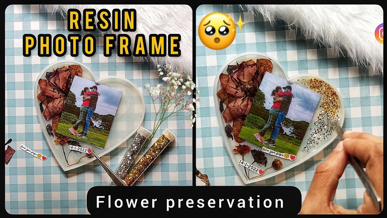 Preserving flowers in resin frame with photos #bestgift #flowerpreservation #giftideas #resinframe