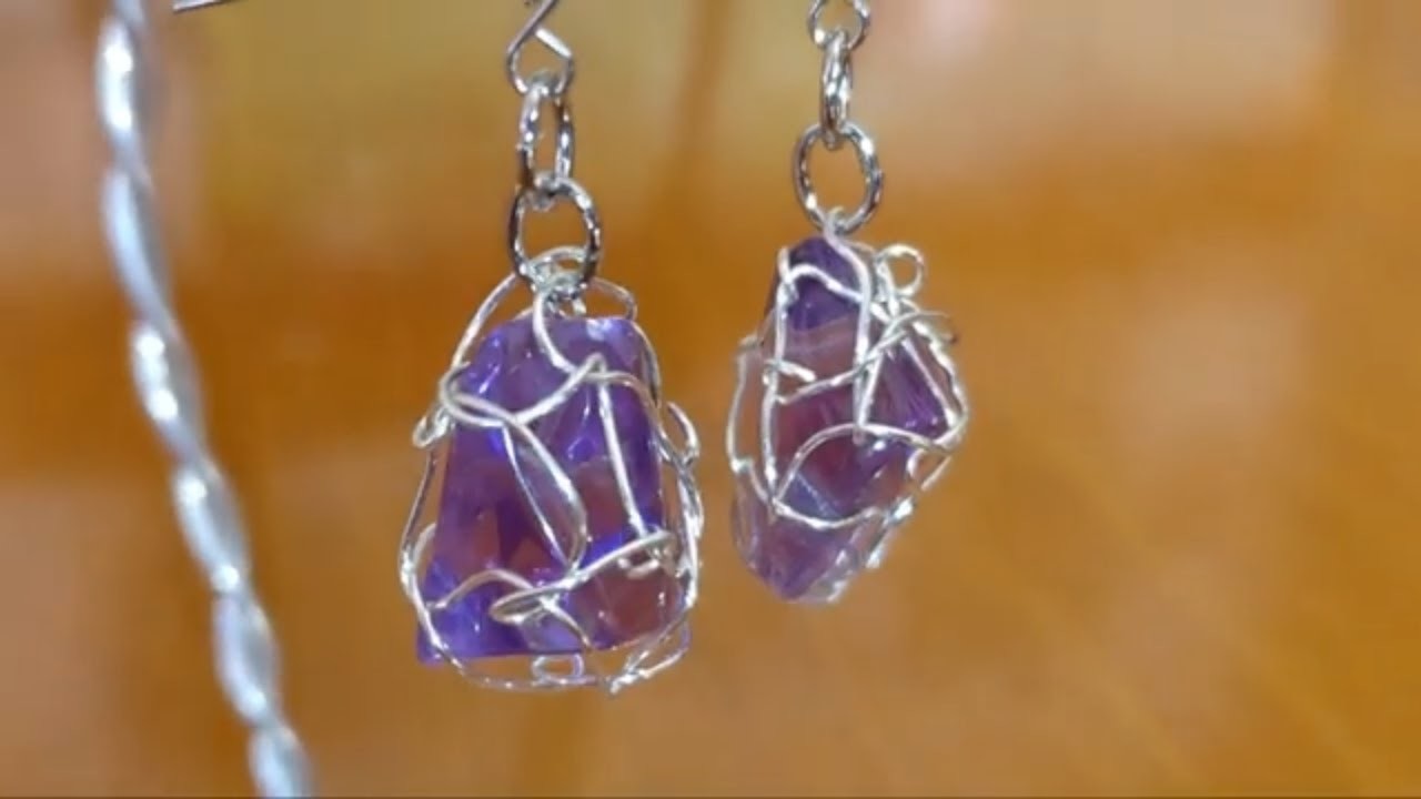 SILVER WIRE WRAPPED AMETHYST EARRINGS - Crafty Loulu