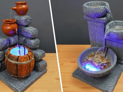 Top 2 Home Made Tabletop Water Fountains Using Thermocol & Cement | Making DIY Terracotta Fountain
