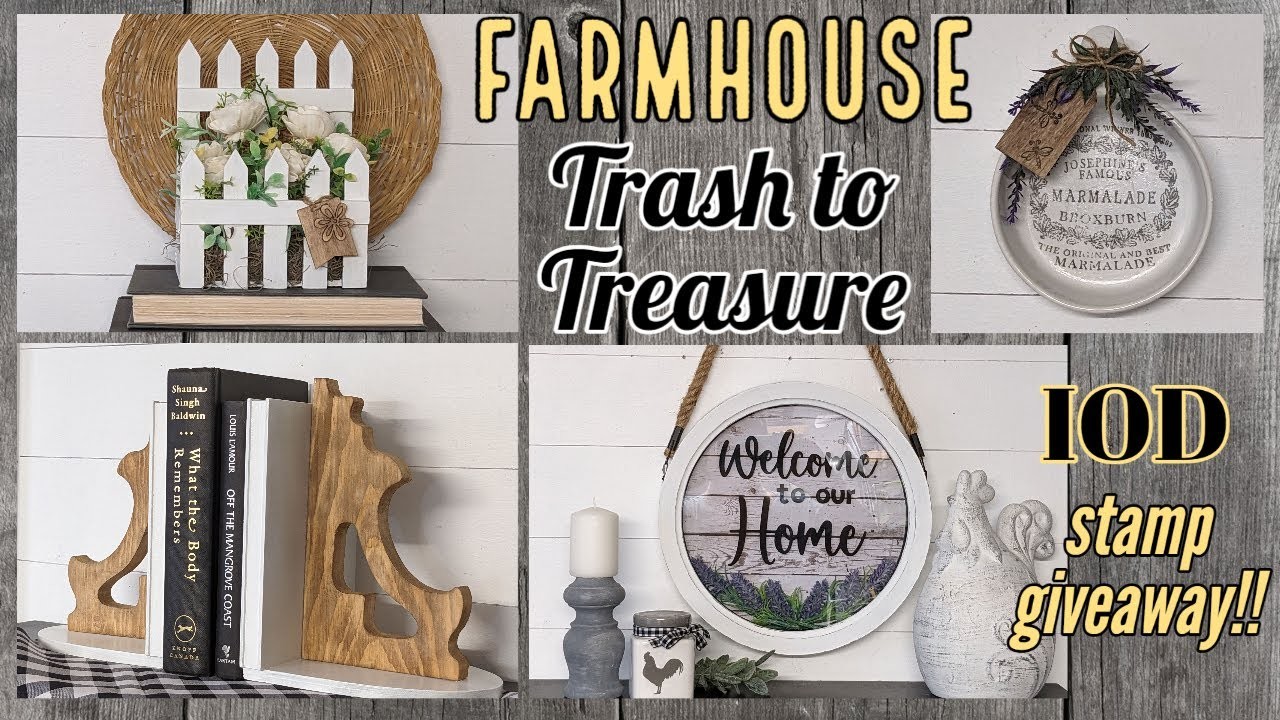 ????TRASH TO TREASURE FARMHOUSE DECOR IDEAS!!~IOD Single Stamp Giveaway~Etsy Shop Spring Preview