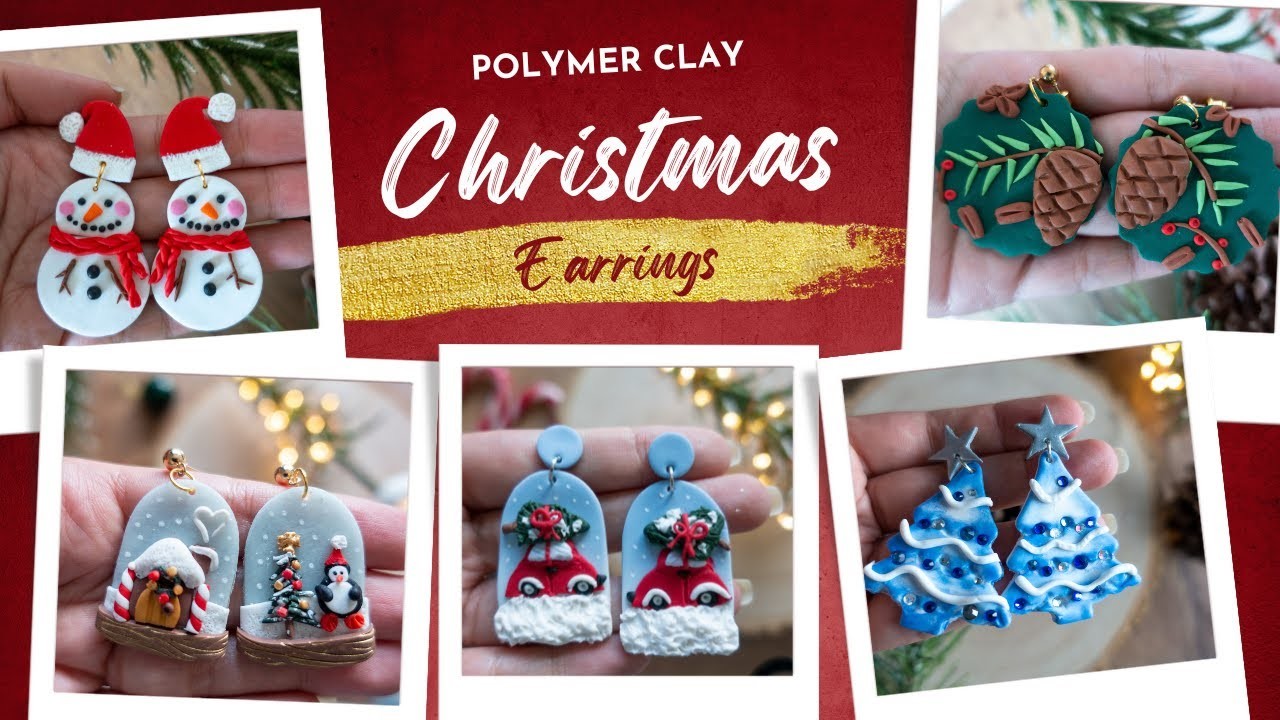 8 Polymer Clay Christmas Earrings Ideas.Tutorials