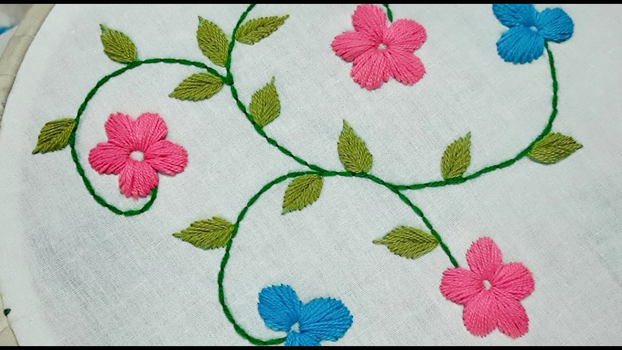Allover flower embroidery designs for kurtis || Allover embroidery design