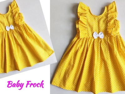 Baby Frock with shoulder Frill cutting and stitching very Easy