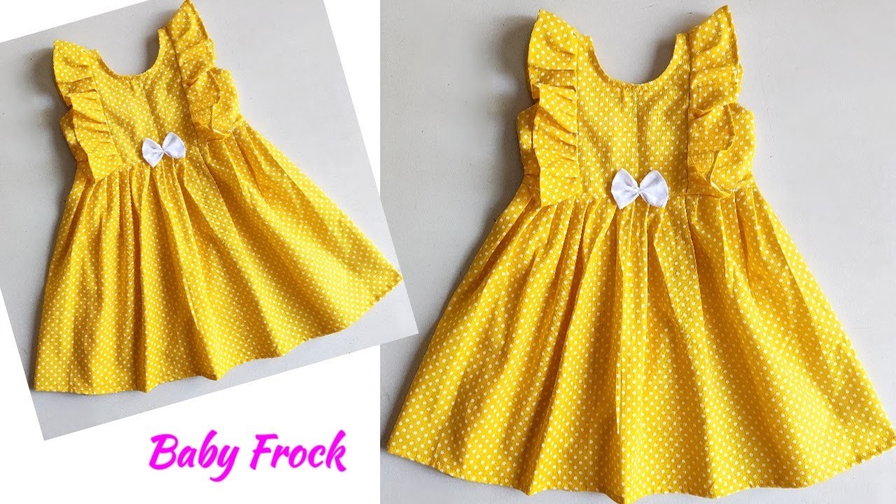 Baby Frock with shoulder Frill cutting and stitching very Easy