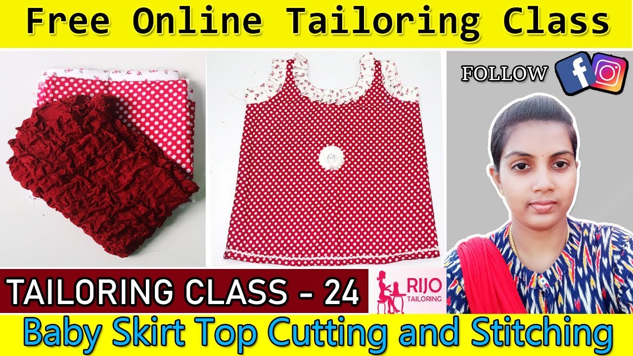 CLASS 24- Baby Skirt Top Cutting and Stitching | FREE BASIC TAILORING CLASS | RIJO TAILORING