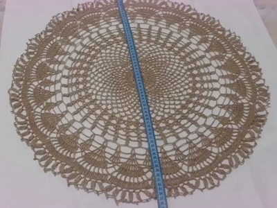 Coffe color round crochet mat the end , finished work. Parte final del Tapete a crochet color café