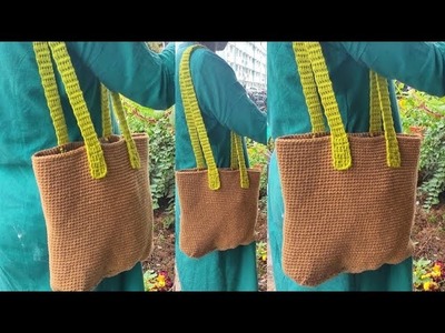 Crochet: Easy Handbag.Totebag using Single Crochet for Beginners in Tamil