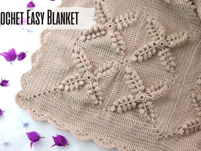 Crochet Popcorn Tree Blanket. Easy Tutorial