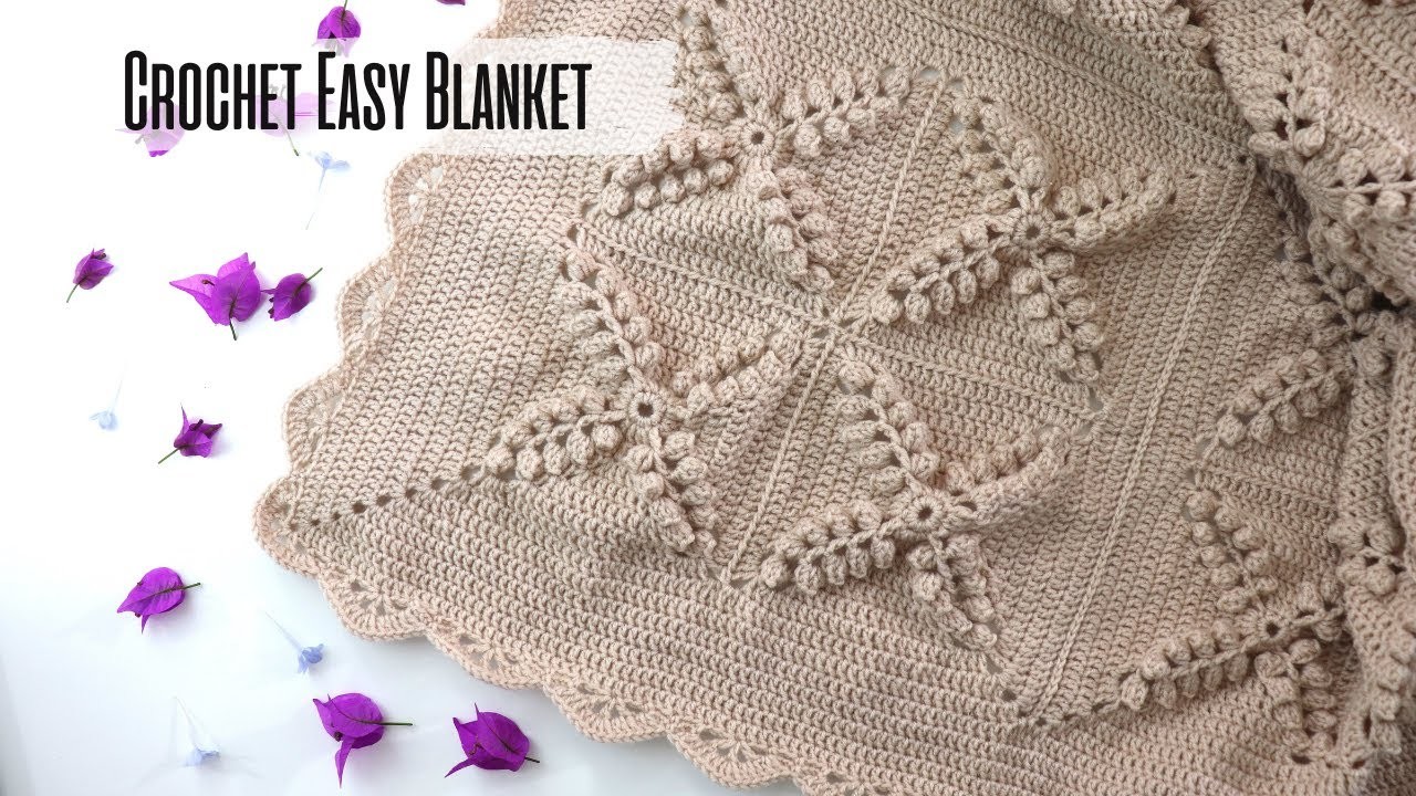 Crochet Popcorn Tree Blanket. Easy Tutorial
