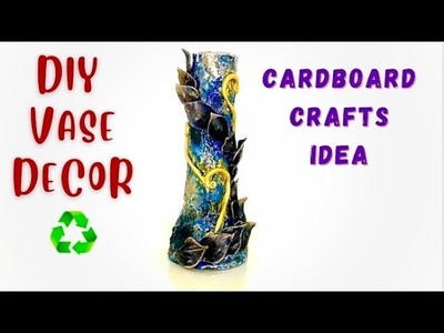 DIY Flower Vase With Cardboard Tube | Recycled Paper Tubes | Cardboard Crafts Ideas