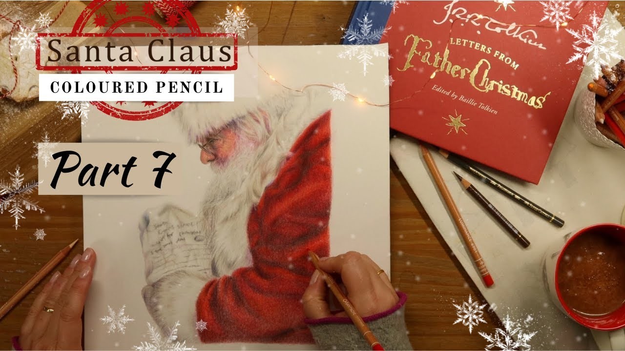 Drawing Santa with Coloured Pencils - PART 7 - CUFF AND GLOVE - Beginner Art Tutorial