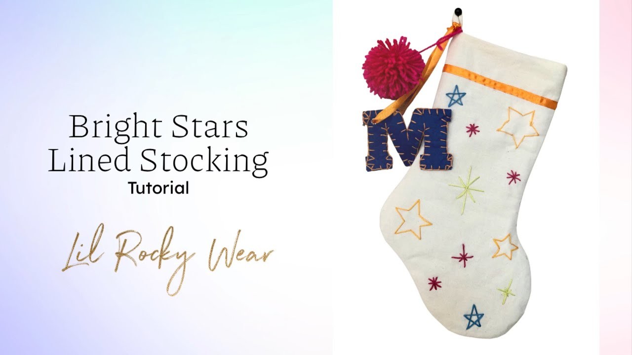 Easy Sew, Christmas Stocking TUTORIAL-LilRockyWear-DIY #sewingtutorial #craft #embroidery #christmas