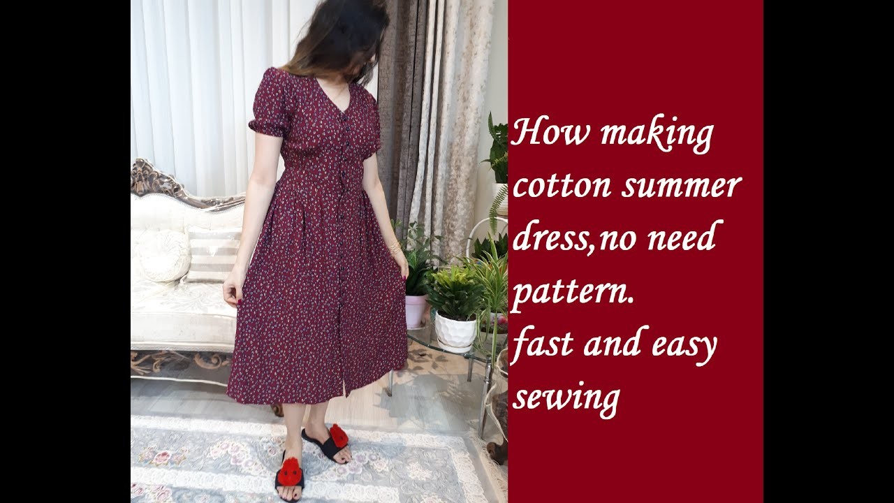 How making cotton summer dress with out pattern #cutandsew #sewing #ideas #cottondress