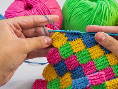 How to crochet a simple Tunisian pattern for a kid’s blanket - for beginners!