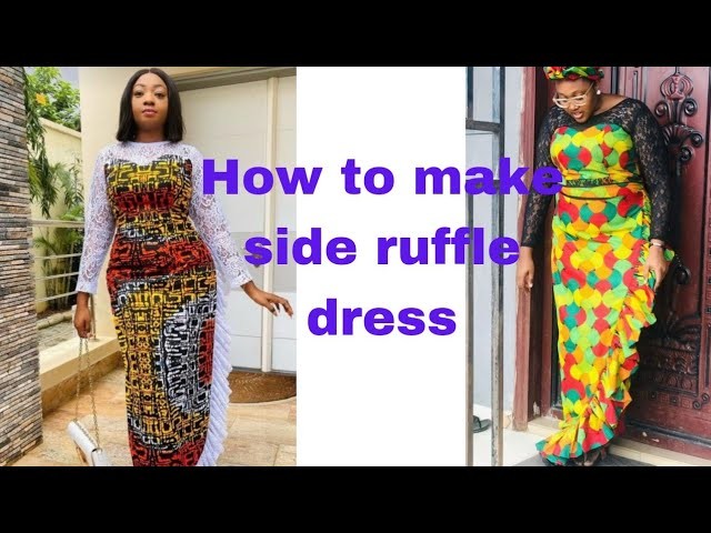 How to cut and sew side ruffle wrap dress. detailed.