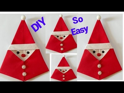 How To Make An Easy Origami Santa Claus From Fabric. Gift Card Holder Easy Tutorial @The Twins Day
