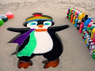 How to make Rainbow Christmas Penguin with Orbeez, Balloons Coca Cola, Fanta Schweppes vs Mentos