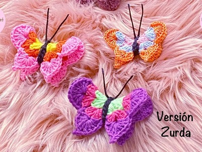 Mariposas 3D a crochet (Versión Zurda)