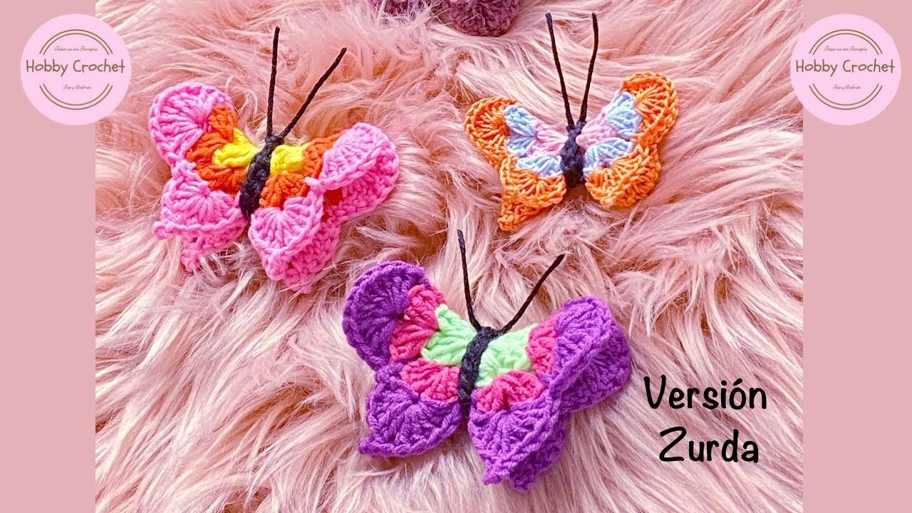 Mariposas 3D a crochet (Versión Zurda)