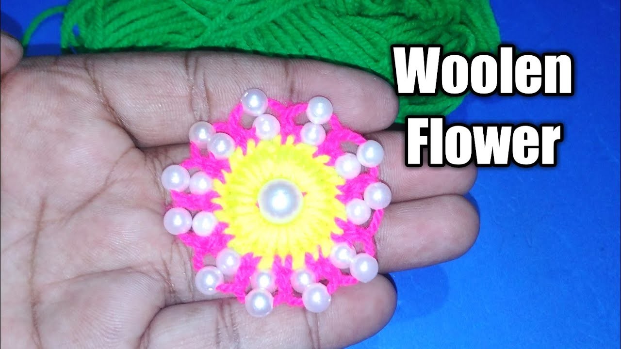 New Super Easy Woolen Flower Making Idea With Finger,Hand Embroidery Amazing Trick,Diy Woolen Flower
