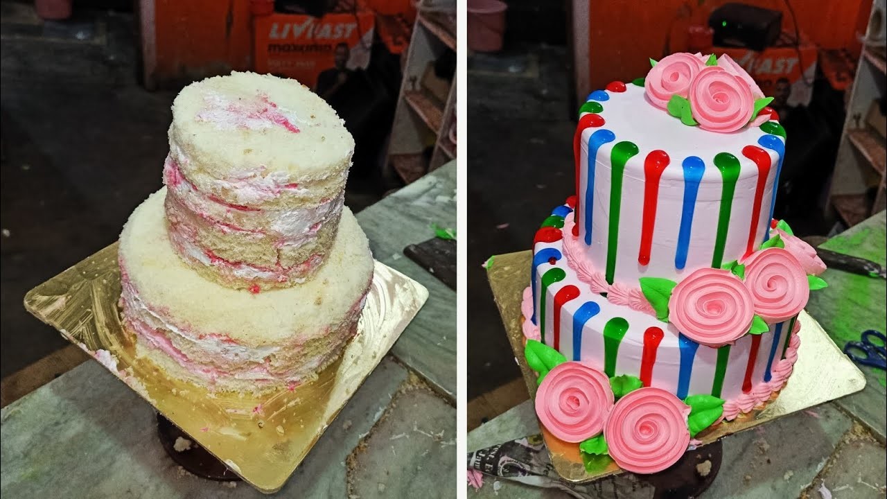 Rainbow style Cake Making Tutorial | Rainbow Cake Decorating