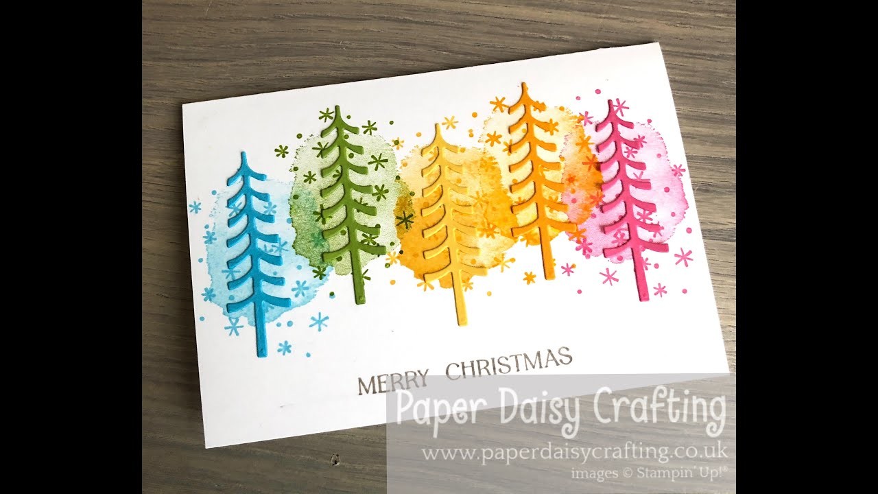 Rainbow trees Christmas card - video tutorial