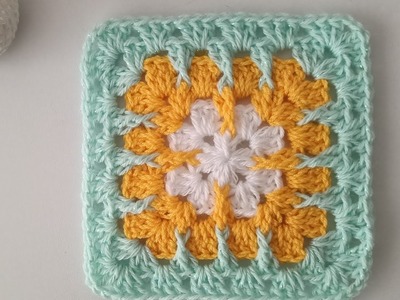 Tığ işi battaniye motifi Crochet Front Post Granny Square Tutorial