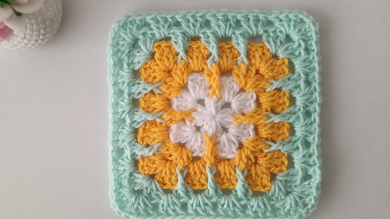 Tığ işi battaniye motifi Crochet Front Post Granny Square Tutorial