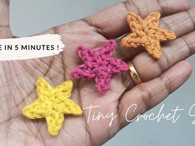 Tiny Crochet Star (in under 5 Minutes) | Quick & Easy Crochet Star applique - Christmas Decoration