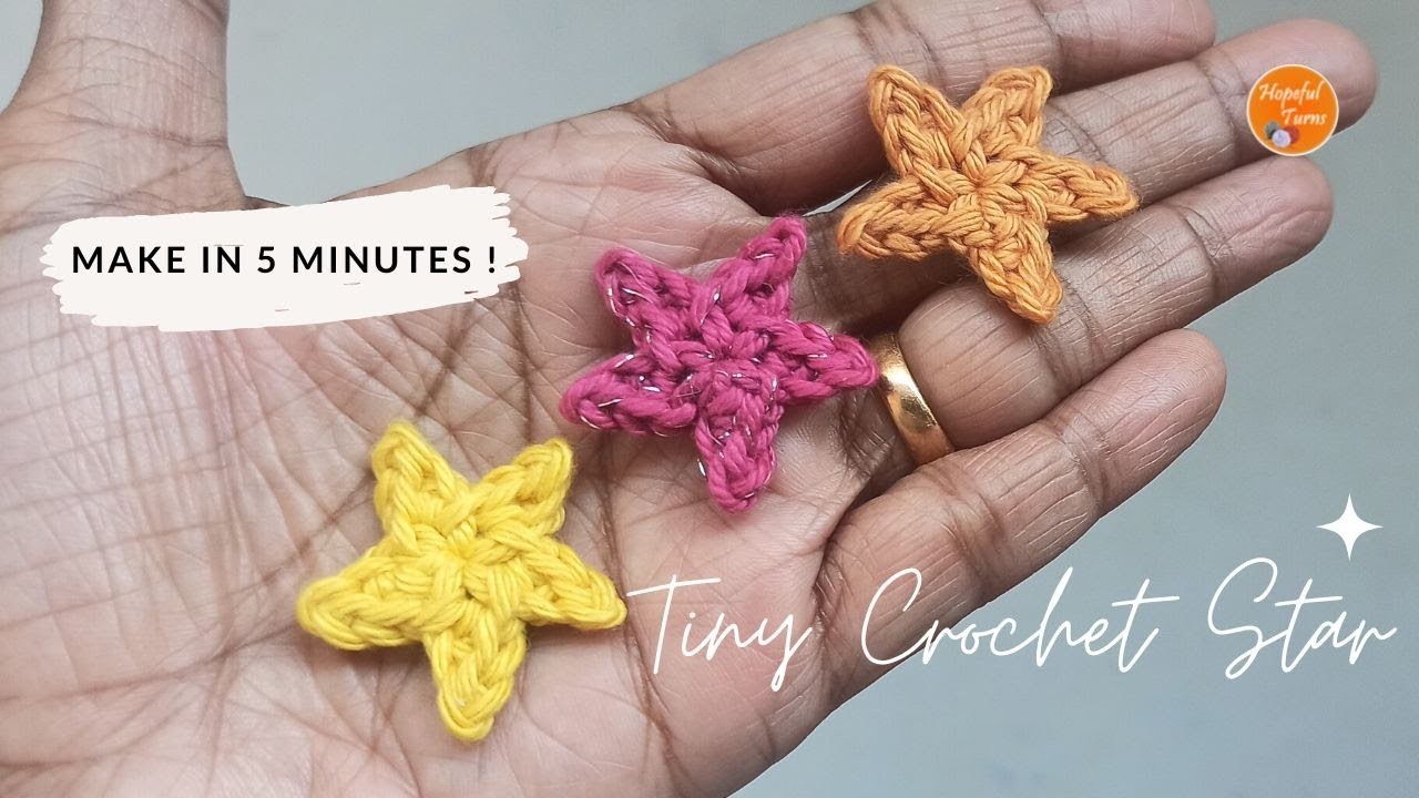 Tiny Crochet Star (in under 5 Minutes) | Quick & Easy Crochet Star applique - Christmas Decoration