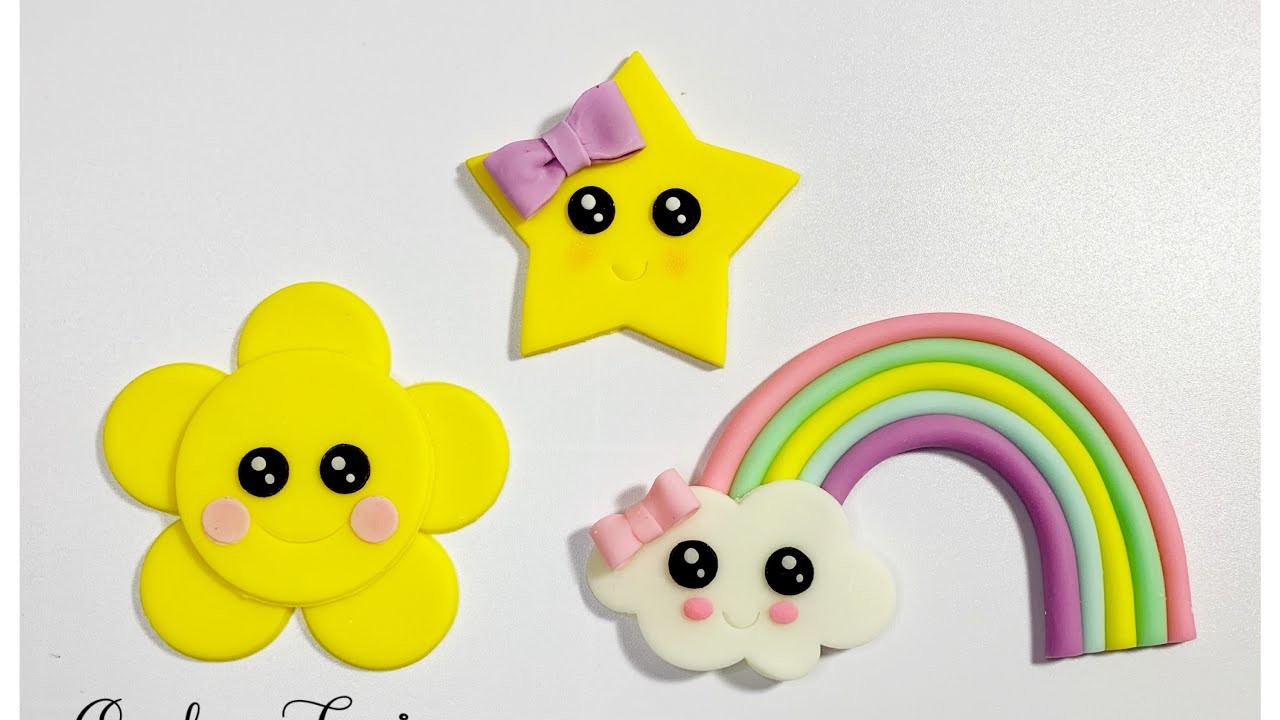 Tutorial: how to make cute sun, star amd rainbow topper. 