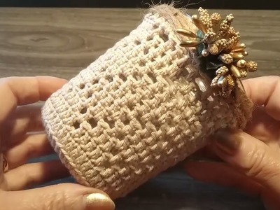 Vasetto Portacandela Uncinetto Tutorial ???? Crochet Candle Holder Jar Cover ✨ Portavelas Crochet ✨????