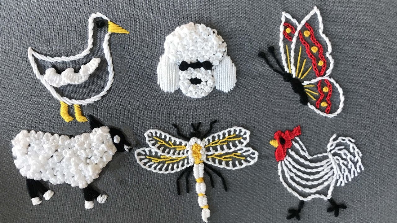 Very Cute Animal Embroidery - Embroidery For Kids Shirts and Dresses - White Embroidery