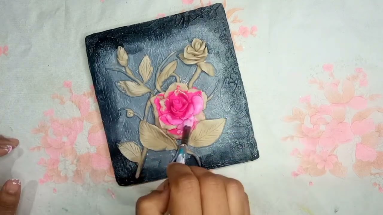 3D Wall Art Ideas. How to Make Rose with Clay. How to Make 3d Wall Hanging Decor