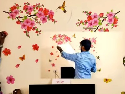 Aquire Wall Stickers Flowers TV Background Branch LED LCD Living Area Decoration PVC Vinyl Sticker