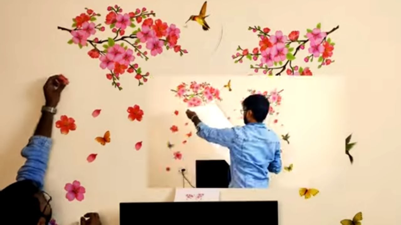 Aquire Wall Stickers Flowers TV Background Branch LED LCD Living Area Decoration PVC Vinyl Sticker