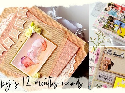 Baby girl's 12 months record album I Baby's record album | scrapbook for baby| SM crafts