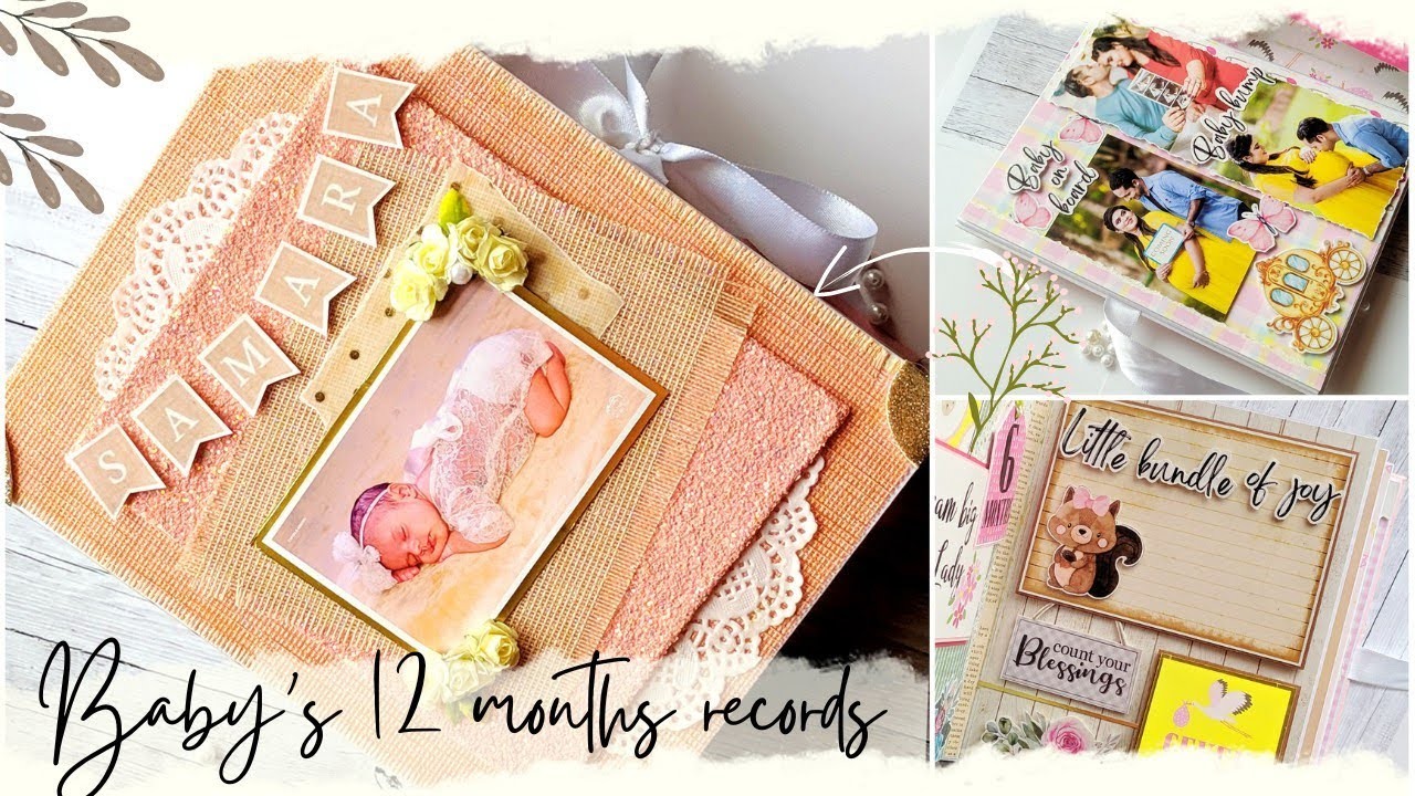 Baby girl's 12 months record album I Baby's record album | scrapbook for baby| SM crafts