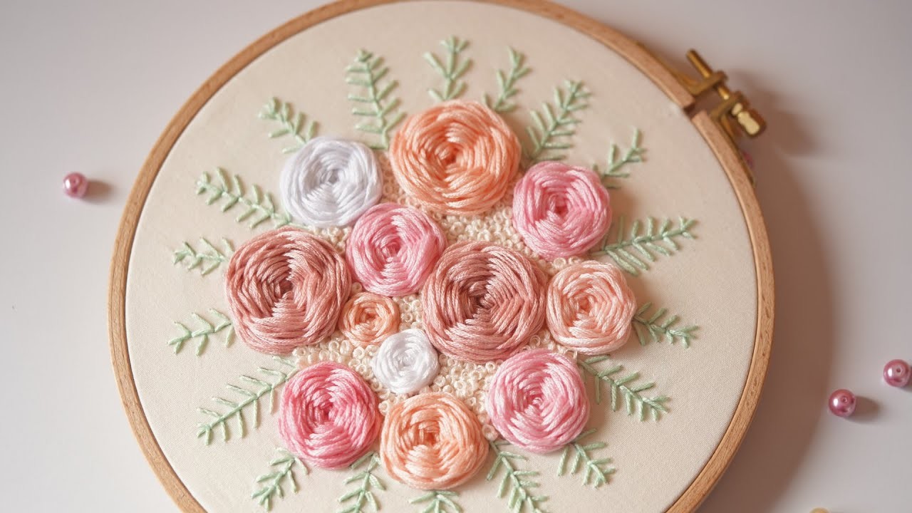 Bouquet embroidery.Simple embroidery design.Beginner friendly