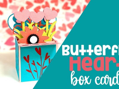 Butterfly Hearts Valentine 3D Box Card Paper Craft SVG File