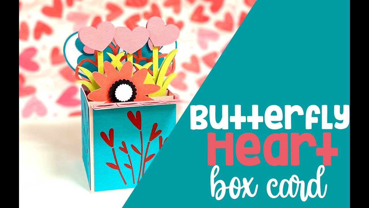 Butterfly Hearts Valentine 3D Box Card Paper Craft SVG File