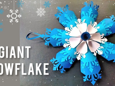 DIY 3D paper snowflake.how to make snowflake.free template giant snowflakes.Christmas decorations