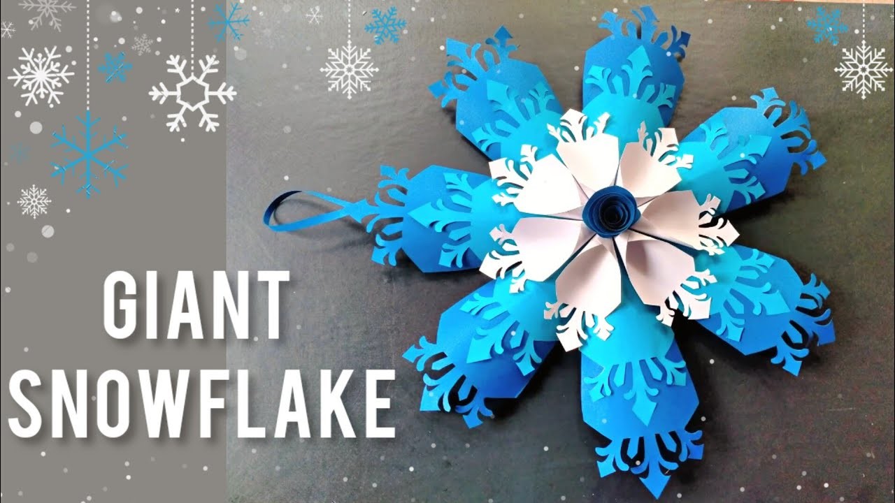 DIY 3D paper snowflake.how to make snowflake.free template giant snowflakes.Christmas decorations